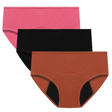 ATOYSOY Women s Plus Size Hip Lifting Cotton Panties  3 Pack Multipack Mid Waist Period Underpants Clearance Solid Leak Proof Panty Comfy Stretchy Shapewear Control Briefs Seamless Pink S