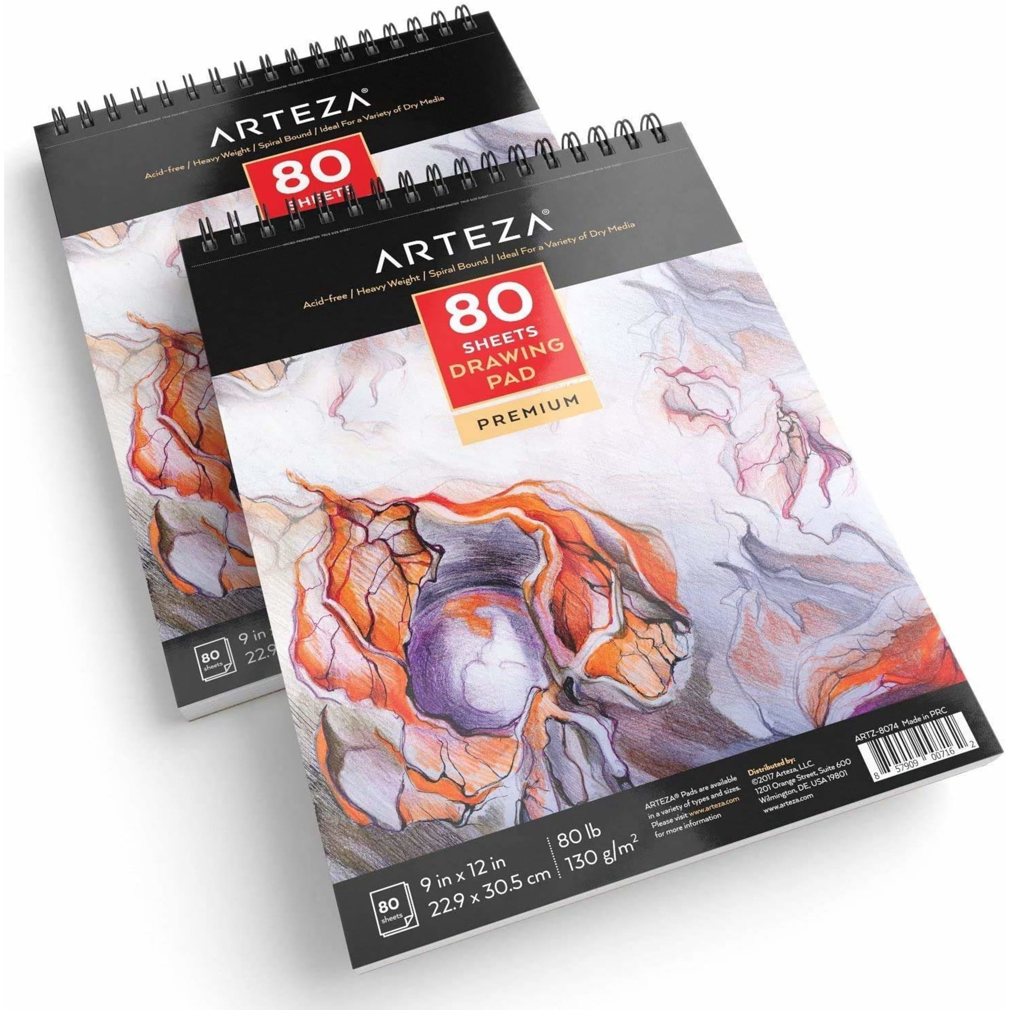 Arteza 9" x 12" Drawing Paper Pad, 80 Sheets, Set of 2