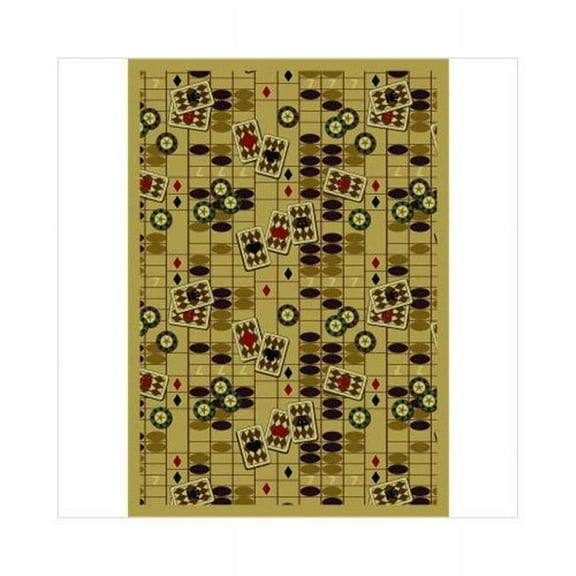 Feeling Lucky Beige 5 ft.4 in. x 7 ft.8 in.  WearOn Nylon Machine Tufted- Cut Pile Gaming and Entertainment Rug