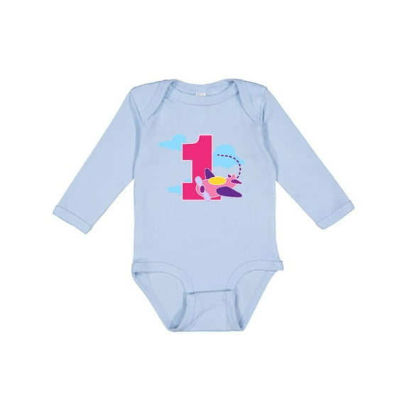 Inktastic 1st Birthday Pilot Airplane Girls Long Sleeve Baby Bodysuit