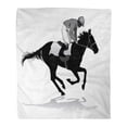 thumbnail image 1 of ASHLEIGH Flannel Throw Blanket Action Jockey Riding on Horseback Horse Racing Competition Silhouette Soft for Bed Sofa and Couch 58x80 Inches, 1 of 1