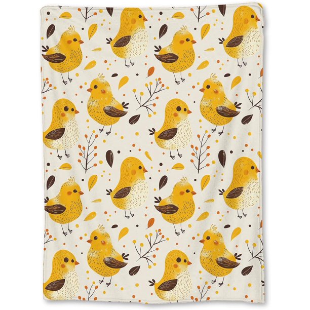 Adorable manta de pollito amarillo, manta de franela suave y ligera para sofá, cama, viajes, sala de estar y decoración del hogar, mantas acogedoras y cálidas para adultos, niños, mujeres, niños y