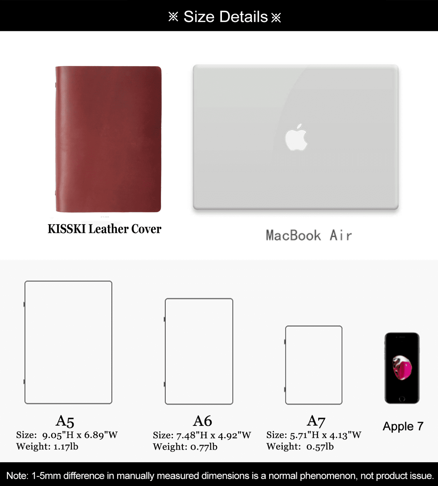 KISSKI·H Olvido Refillable Leather Journals for Women, A6 Travelers Diary Notebook with A6 Notepad, 6 Ring Binder Planner Notebook Organizer, Perfect for Business Gift/Personal Diary, Red