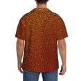 thumbnail image 3 of Lsque Orange Glitter print Men's Cuban Collar Short Sleeve Shirt Summer Beachwear Casual Button Down Fashionable Vacation Leisure Shirt-Medium, 3 of 7
