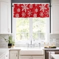thumbnail image 3 of Red and Kitchen Curtains and Valances Set, White Snowflake Winter Christmas Rod Pocket Window Valance 18 Inch Window Curtain Panels for Living Room Bedroom Laundry, 27.5x24in, 3 Pieces, 3 of 7