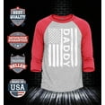 thumbnail image 2 of Shop4Ever Men's Daddy American Flag USA Gift for Father Raglan Baseball Shirt X-Large Heather Grey/Red, 2 of 4