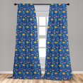 thumbnail image 5 of Ambesonne Fiesta Party Curtains, Mexican Cactus Art, Pair of 28"x63", Orange Cobalt Blue, 5 of 5