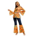 thumbnail image 4 of Toimothcn 70S Disco Womens Clothes Sets Casual Colorful Printed Long Sleeve Shirt Flared Pants With Hairbands 3Pcs Outfit Sets, 4 of 8