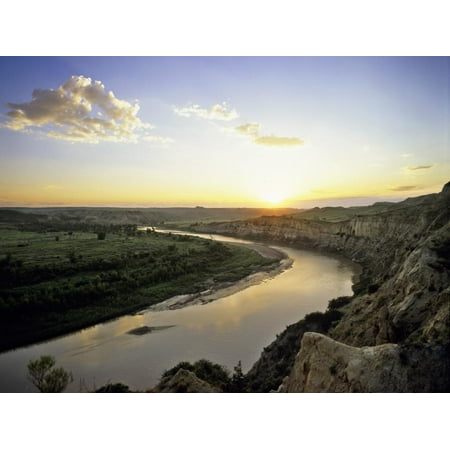 Little Missouri River at Sunset in Theodore Roosevelt National Park, North Dakota, USA Print Wall Art By Chuck
