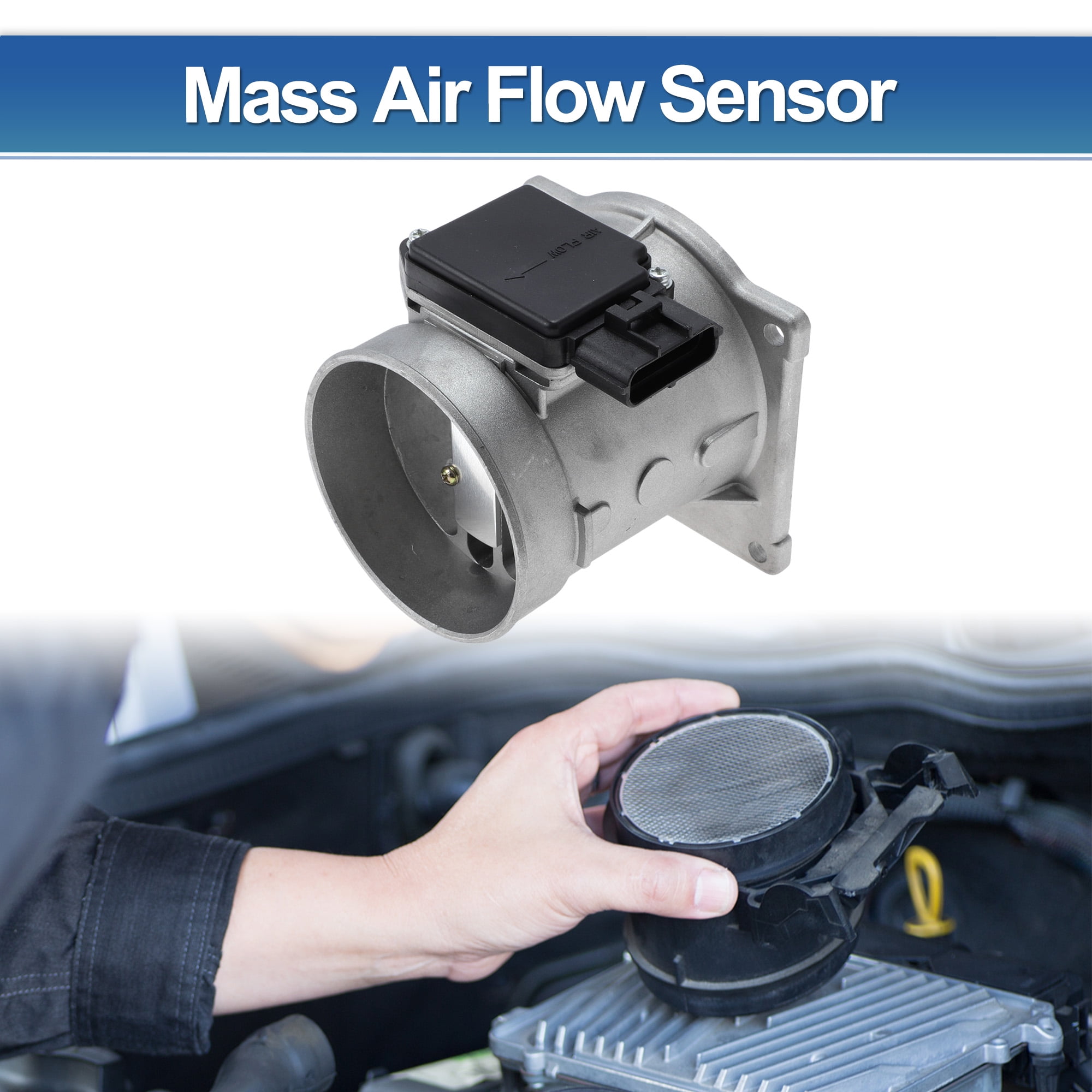 Unique Bargains Mass Air Flow Sensor Assembly No.F8LF-12B579-AA for Ford E-150 1997-2000 MAF Air Flow Sensor Plastic Metal 1 Pc