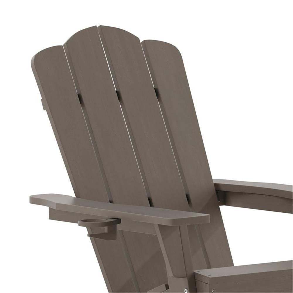 Afuera Living Rocking Adirondack Chair with Swiveling Cupholder - Brown