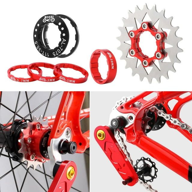 Piñón de cassette Macarena Adaptador de 1 Bicicleta de engranaje fijo Rojo Juego de espaciadores