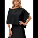 thumbnail image 3 of Poncho para Mujer, Corte Entallado, Chal Versátil, Tejido Suave, Cuello Vuelto, Top Corto Negro un Tamaño, 3 of 10
