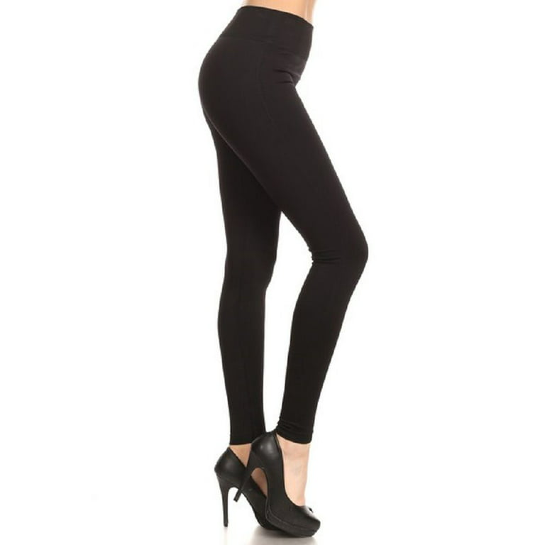 Women Mid Waist Workout Leggings Running Yoga Thick Pants - (Black) - Plus  Size 