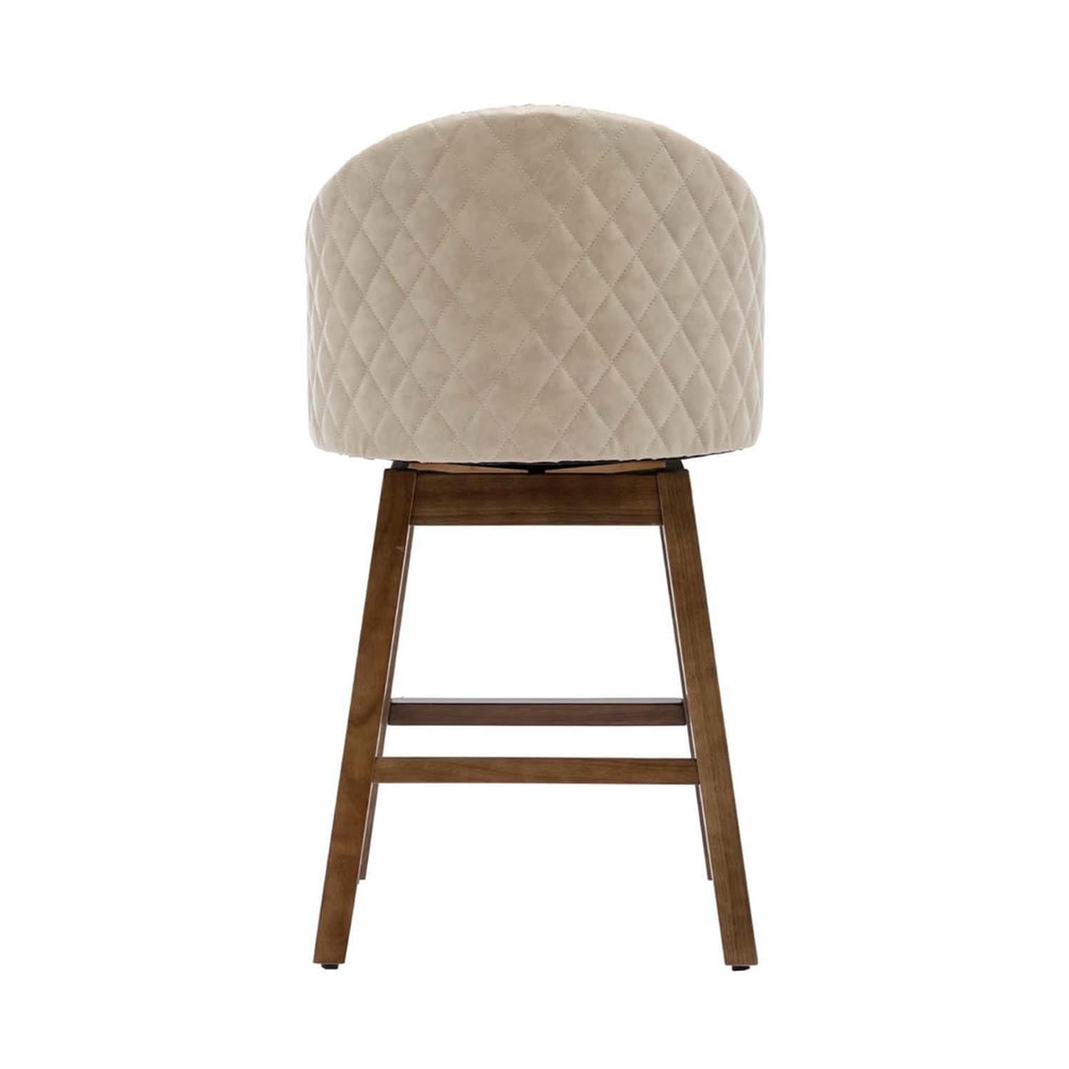 Demi Bonn 39" Counter Height Bar Stools Set of 2, PU Leather Upholstered Swivel Barstools with Backrest, Kitchen Island Countertop Chairs for Dining Room, Beige