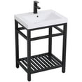 thumbnail image 1 of Pemberly Row 24" Single Resin Top Metal Bathroom Vanity in Black, 1 of 14