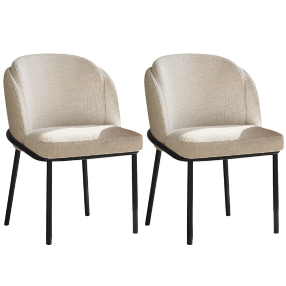 Guyii Dining Chair Set of 2, Modern Upholstered Dining Chairs with Metal Legs for Kitchen, Dining Room, or Living Room, Beige