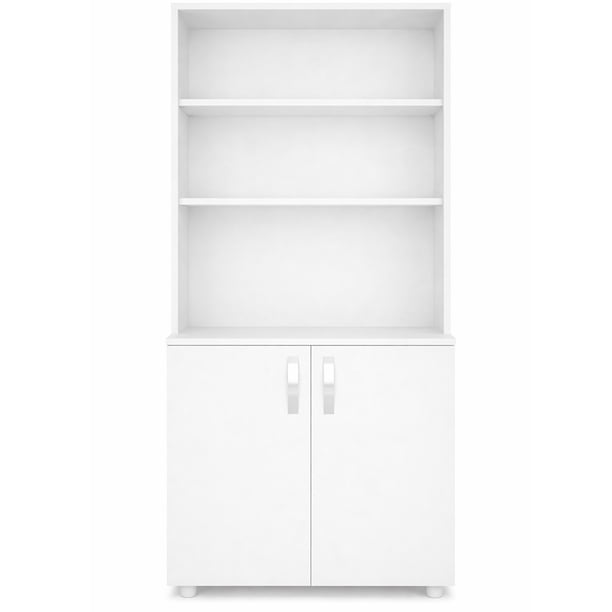 Mueble Alacena de Cocina Ginebra – 2 Puertas de Cierre Lento y 3 Estantes Abiertos, Melamina de Alta Resistencia
