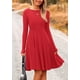thumbnail image 3 of Vestido PRETTYGARDEN Rojo de Punto Acanalado con Mangas Largas Talle S, 3 of 8