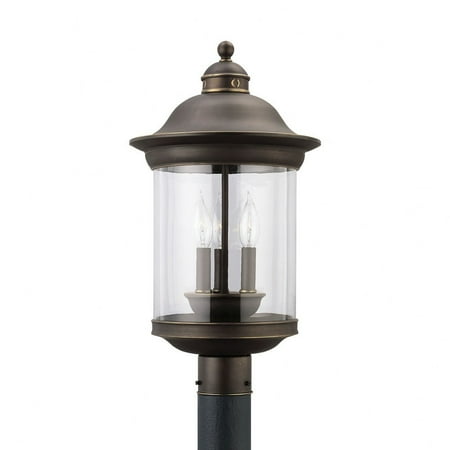 Sea Gull Lighting 82081-71 Hermitage 3-Light Outdoor Post Lantern in Antique Bronze