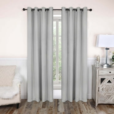 Superior Solid Blackout Curtain Panel, Set of 2, 8 Grommet Curtains 52" W x 96" L, Marshmellow