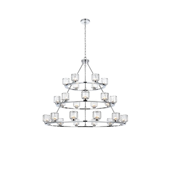 Elegant Lighting Cadence 48 Inch Three-Tier Chandelier In Chrome