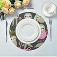 thumbnail image 3 of SKYSONIC Sloth Round Placemats for Dining Table Non-Slip Heat-Resistant Polyester Table Mats Set of 6 Washable Table Mats for Kitchen Dining Table Decoration, 3 of 5