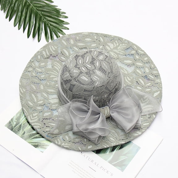 DOPI Fashion hat Women's Organza Church Kentucky Derby Fascinator Bridal Tea Party Wedding Hat Gray Free size