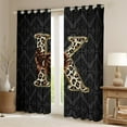 thumbnail image 2 of Homewish Personalized Initial Bow Knot K Black Out Curtains for Boys Girls,Gothic Boho Damask Curtains Pack of 2 (42x63 Each),Leopard Print Bedroom Curtains,Lightweight Room Decor, 2 of 6