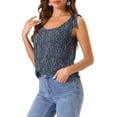 thumbnail image 4 of INSPIRAR CHIC Blusa Floral de Verano para Mujeres con Decoración de Lazo Casual Tops de Tirantes S Azul Oscuro-Paisley, 4 of 6