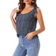 thumbnail image 4 of INSPIRAR CHIC Blusa Floral de Verano para Mujeres con Decoración de Lazo Casual Tops de Tirantes S Azul Oscuro-Paisley, 4 of 6