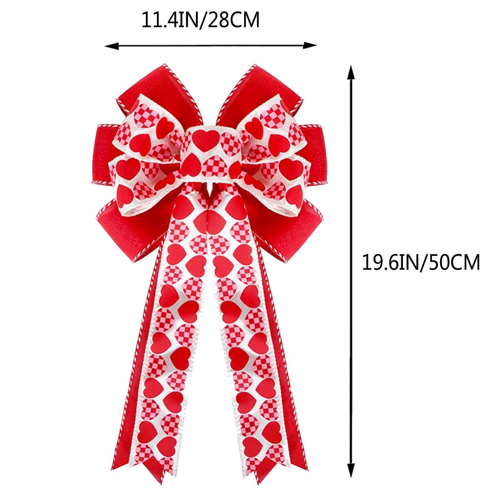 Red Polyester Heart Ribbon Bow Holiday and Party Decorations