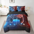 thumbnail image 3 of Manfei Futuristic Gamepad Boys Twin Bedding Sets 7-Piece, Neon Stripes Lines Bedding Comforter Set, Video Game Controller Reversible Sheet Sets, Ultra Soft Bedroom Decor, 3 of 8