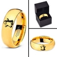 thumbnail image 4 of Tungsten Scary Haunting Ghost Emoji Band Ring 7mm Men Women Comfort Fit 18k Yellow Gold Dome Polished, 4 of 4