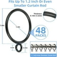 thumbnail image 2 of Januofit Curtain Rings with Eyelets, 48 Pack Metal Drapery Rings for Pinch Pleat Curtains Panels, Drape Rings Fits Up to 1.2 in Curtains Rod, 1.5 Inch I D Black, 2 of 9