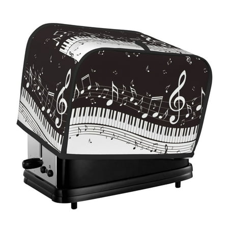 

Toaster Cover 2 Slice - Piano Keys With Musical Notes Kitchen Bread Machine Protector Water Protection Machine Washable Toaster Machine Cover