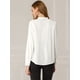 thumbnail image 5 of Blusa de las camisas de manga larga abotonadas del cuello del soporte de la oficina del trabajo de las mujeres blanco L, 5 of 6