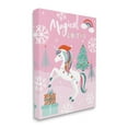 thumbnail image 3 of Magical Christmas Pink Unicorn Holiday Graphic Art Gallery Wrapped Canvas Print Wall Art, 3 of 7