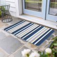 thumbnail image 2 of Navy Blue Grey Stripe Doormat Outdoor Entrance 24"x36", Farmhouse Minimalist Striped Absorb Moisture Dirt Door Mats, Non-Slip Rubber Backing Floor Mats Indoor, Low-Profile Front Door Rugs, 2 of 9