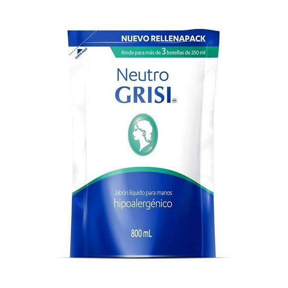 Jabón líquido para manos Grisi neutro rellenapack 800 ml