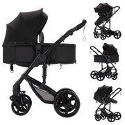 Nymph ZC Sports High Landscape Pram,2 in 1 Foldable Baby Stroller,Magnesium Alloy Frame,Black