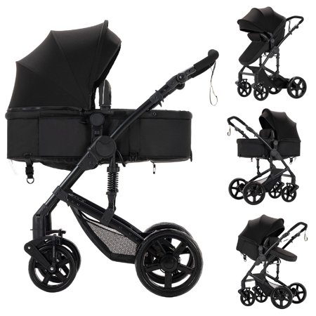 Nymph ZC 2-in-1 Modular Baby Stroller,Infant Travel System with Folding Infant Newborn Bassinet Pram,Black