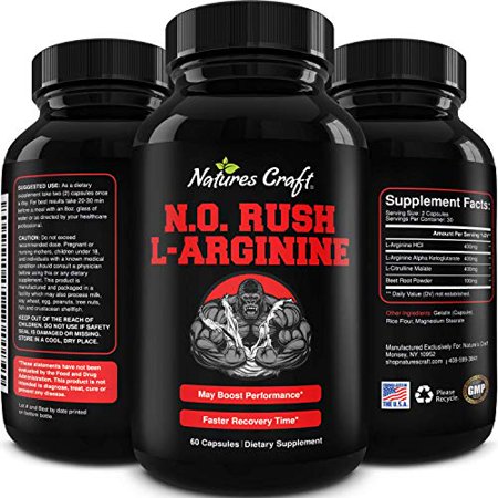 Nitric Oxide Pre Workout for Men - Nitric Oxide Supplement for Men with L-Arginine, L-Citrulline & Beet Root Powder - Nature's Craft 60ct Capsules Amino Acids for Muscle Recovery