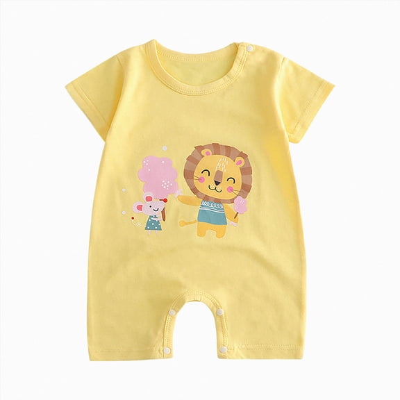 Sopiago Baby Boys Short Sleeve Romper Summer Infant Onesie Unisex Newborn Baby Clothes Baby Boy Outfits Yellow,6-9 Months