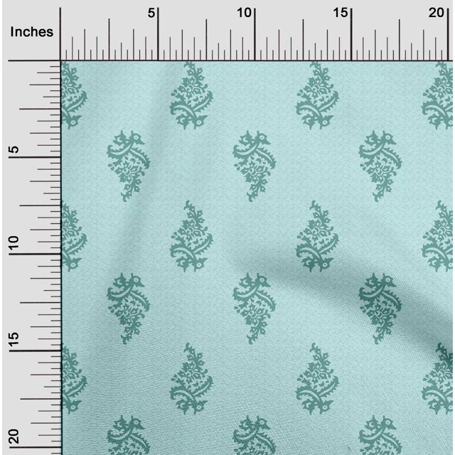 oneOone Polyester Lycra Fabric Leaves & Floral Block Print Fabric BTY 56 Inch Wide