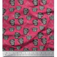 thumbnail image 1 of Soimoi Pink Poly Georgette Fabric Life Begins After Coffee Text Printed Fabric 1 Yard 42 Inch Wide, 1 of 5