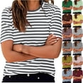 thumbnail image 3 of HADST Women's Striped Crew Neck T-Shirts Short Sleeve Casual Tees, Breathable Tops for Summer & Daily Wear, 3 of 8