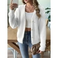 thumbnail image 3 of Womens Cardigan Sweater Fall Winter Fuzzy Button Up Long Sleeve V Neck Soft Chunky Knit Cardigan White XL, 3 of 6