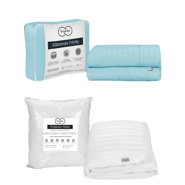 Juego de Sábanas Individual + Protector de Colchón Impermeable Trinity
