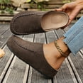 thumbnail image 6 of Women's Platform Suede Slip On Casual Shoes Close Toe Lightweight Clogs Wide Width Non Slip Slide Walking Shoes Brown Size 9.5, 6 of 8